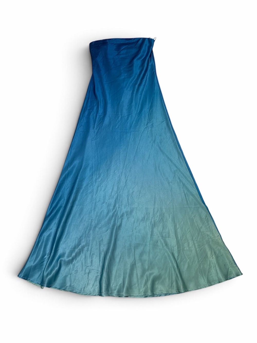 12th Tribe Natalia Blue Ombre Strapless Satin Slip Maxi Dress Medium - Picture 3 of 8
